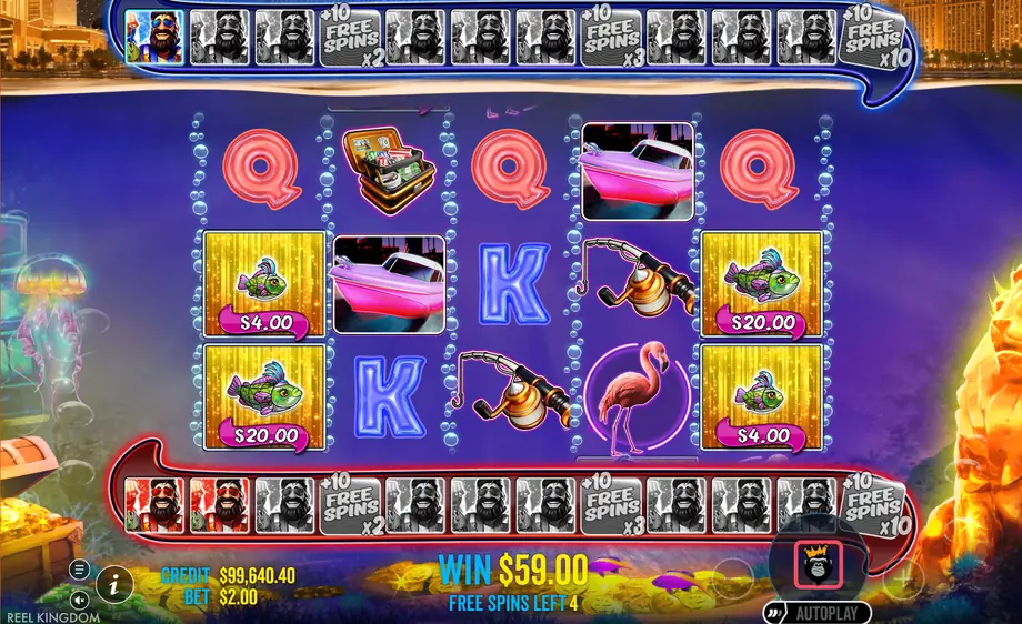 Big Bass Vegas 1000 demo en giros gratis con cuatro peces de dinero y dos lanchas rosas