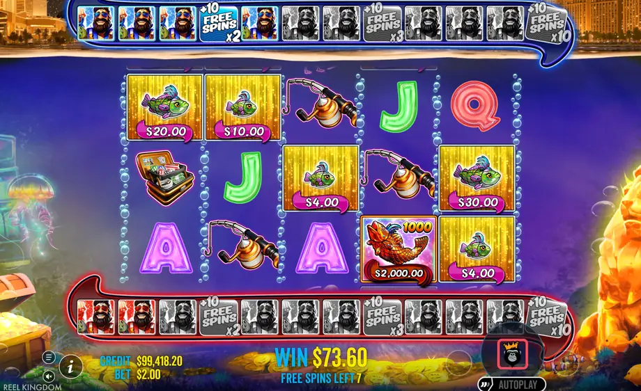 Big Bass Vegas 1000 pez dorado de 1,000x con valor de 2,000.00 sin pescador que lo cobre